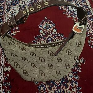Dooney & Bourke Tan and Brown Logo Hobo Bag